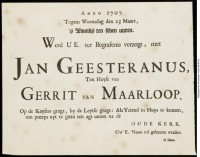 Begrafenisbericht Jan Geesteranus (1707)